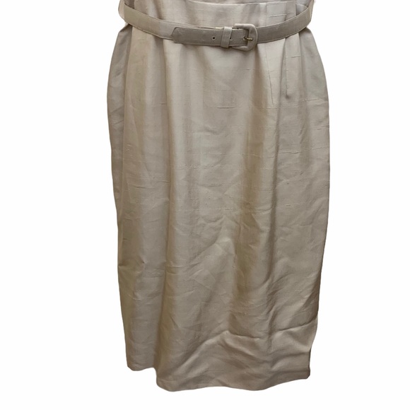 1950s Alexander Lipton Vintage Dress Sleeveless Belt Ivory Cream - Picture 9 of 14